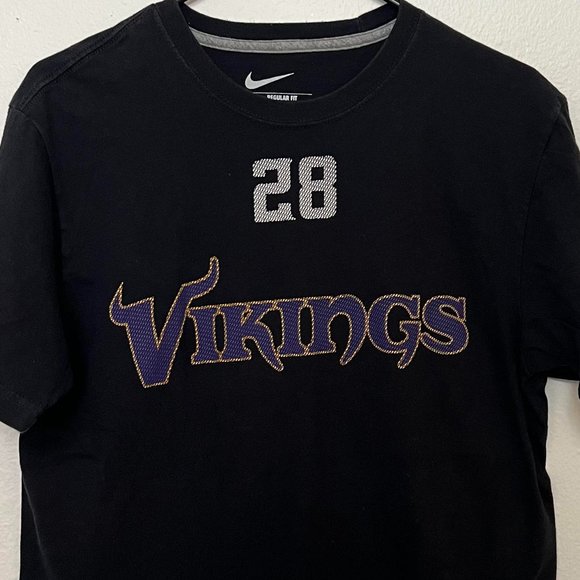 Men's Nike Black Minnesota Vikings Team Peterson 28 Regular Fit T Shirt M - Picture 1 of 10